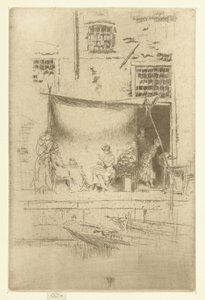 Frauen unter einem Sonnenschirm am Kai von James Abbott McNeill Whistler