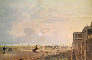 Ansicht der Esplanade Row von der Chouringhee Road, Kalkutta, graviert von Robert Havell, veröffentlicht 1824