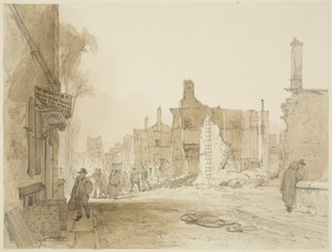 Ruinen des Herrenhauses und Zollhauses im Queen Square nach den Unruhen