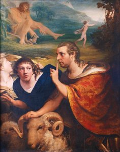 Porträts von James Barry und Edmund Burke in den Rollen von Odysseus und seinem Begleiter, die aus der Höhle des Polyphem fliehen, 1776 von James Barry