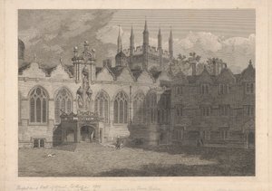 Ansicht der Kapelle und Halle des Oriel College von James Basire
