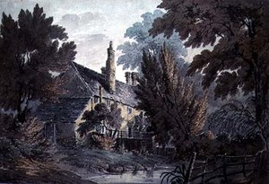 Landschaft mit Haus an einem Teich, 19. Jahrhundert von James Bourne