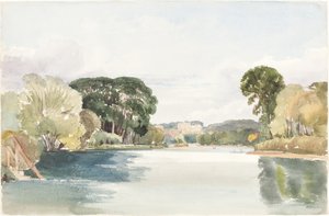Flusslandschaft mit entferntem Schloss