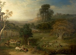 Ein taufrischer Morgen (Das Duell der Hirsche), 1849 von James Charles Ward