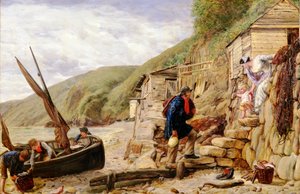 Willkommen, Bonny Boat! Die Rückkehr des Fischers, Szene in Clovelly, Nord-Devon, 1856
