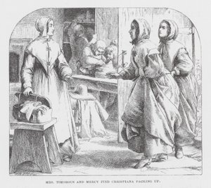 Mrs. Timorous und Mercy finden Christiana beim Packen