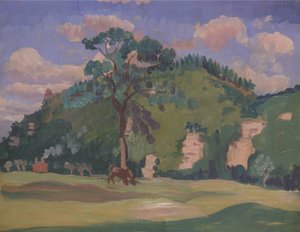 Landschaft mit einem grasenden Pferd von James Dickson Innes