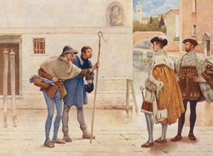 Shakespeares Der Kaufmann von Venedig: Bassanio, Lorenzo, Old Gobbo und Launcelot Gobbo von James Dromgole Linton