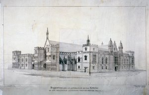 Vorschläge für Änderungen an den Gebäuden neben der Westminster Hall, London, ca. 1825 von James Duffield Harding