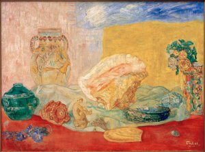 Muscheln, Rosen und Vasen von James Sidney Ensor