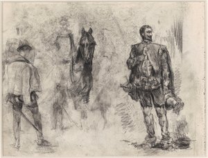 Spanier von hinten gesehen, Reiter und Spanier mit erhobenem Finger von James Ensor
