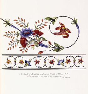 Faksimile der Einlegearbeit auf dem Grab in Agra, genannt Taje-Mahal, oder Krone des Serails von James Forbes