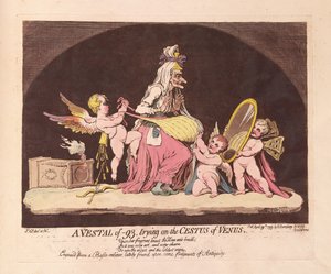 Eine Vestalin von 1793, die den Gürtel der Venus anprobiert von James Gillray