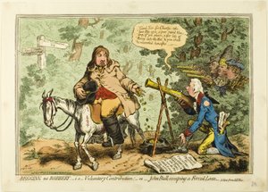 Betteln kein Raub; d.h. freiwilliger Beitrag, oder John Bull entkommt einem Zwangsdarlehen von James Gillray