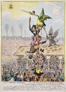Wahlkandidat oder die republikanische Gans an der Spitze des Pfahls, veröffentlicht von Hannah Humphrey im Jahr 1807 von James Gillray