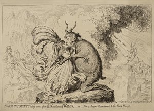 Verzauberungen, die kürzlich auf den Bergen von Wales gesehen wurden oder "Shon-ap-Morgans Versöhnung mit der Feenprinzessin", veröffentlicht am 30. Juni von James Gillray
