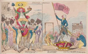 Frankreich Freiheit, Großbritannien Sklaverei, veröffentlicht 1789 von James Gillray
