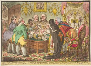 Das gefundene Kind: Ein Beispiel römischer Nächstenliebe! - oder das Unglück, nicht mit ... geboren zu sein, 19. Mai 1808 von James Gillray