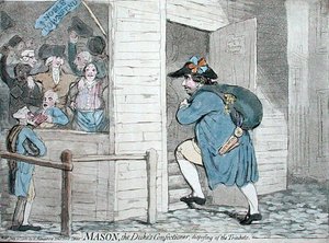 Mason, der Konditor des Herzogs, der die Schmuckstücke verteilt, veröffentlicht von Hannah Humphrey im Jahr 1788