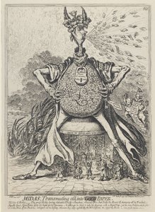 Midas, alles in Gold verwandelnd, 1797 von James Gillray