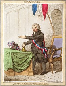 Präsident der Kommunalverwaltung, Tafel 5 aus Französische Gewohnheiten, veröffentlicht von Hannah Humphrey im Jahr 1798 von James Gillray