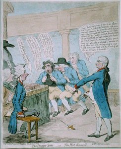 Die Dolchszene, oder Die Entdeckung des Komplotts, veröffentlicht von Hannah Humphrey im Jahr 1792