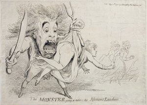 Das Monster geht zu seinem Nachmittagsimbiss, veröffentlicht von Hannah Humphrey im Jahr 1790