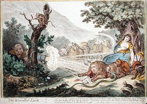 Der verwundete Löwe, veröffentlicht von Hannah Humphrey im Jahr 1805