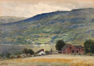 Hügel und See, spätes 19. bis frühes 20. Jahrhundert von James Henry Moser