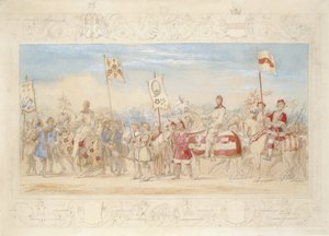 Sir Francis Hopkins Bt., Ritter des Brennenden Turms und Richard Lechmere, Ritter der Roten Rose Die Rose von Lancaster, 1839 von James Henry Nixon