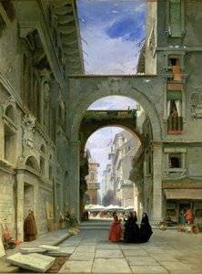 Piazza dei Signori in Verona mit dem Marktplatz, 1844 von James Holland