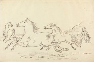 Drei Pferde und Stallbursche von James Howe