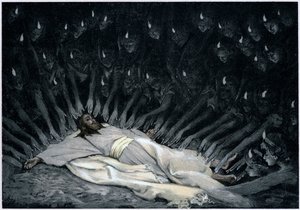 Engel dienen Jesus, nachdem der Teufel ihn verlassen hat von James Jacques Joseph Tissot