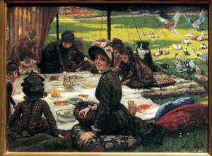 Frühstück im Grünen Familienszene beim Picknick. Gemälde von Jacques Joseph (Jacques-Joseph) Tissot genannt James Tissot (1836-1902)