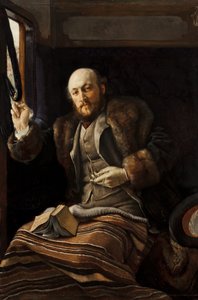 Herr in einem Eisenbahnwagen, 1870-80