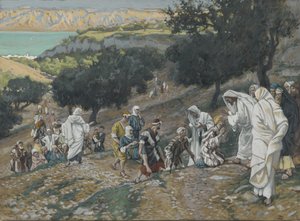 Jesus heilt die Blinden und Lahmen auf dem Berg, Illustration aus Das Leben unseres Herrn Jesus Christus