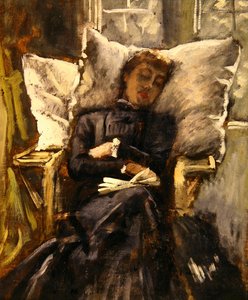 Mrs. Newton in einem Wintergartenstuhl, ca. 1871