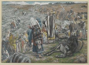 Bei der Rückkehr aus Jerusalem wird bemerkt, dass Jesus verloren ist, Illustration aus Das Leben unseres Herrn Jesus Christus