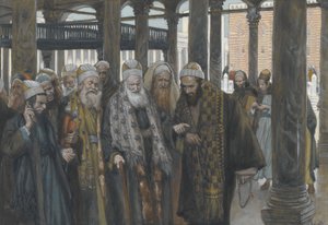 Die Hohepriester beraten sich, Illustration aus Das Leben unseres Herrn Jesus Christus, 1886-94