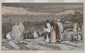 Die Jünger, die ihr Versteck verlassen haben, beobachten aus der Ferne in Qual, Illustration aus Das Leben unseres Herrn Jesus Christus, 1886-94