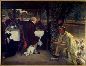 Die Rückkehr des verlorenen Sohnes: das gemästete Kalb Moderne Adaption des Gleichnisses vom verlorenen Kind, das zu seinem reuigen Vater zurückkehrt. Gemälde von Jacques Joseph Tissot (1836-1902) 1880 Nantes, Musée des Beaux von James Jacques Joseph Tissot