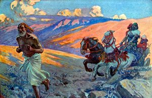 Elija läuft vor dem Wagen Ahabs her