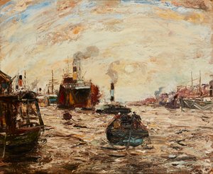 Die westliche Sonne, River Clyde (Öl auf Holz)