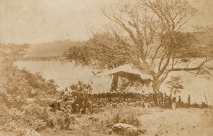 Das Verlesen eines Ultimatums an Zulu-Häuptlinge auf der Natal-Seite des Drift Lower Tugela von James Lloyd