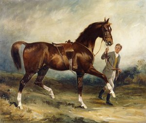 Pferd und Stallbursche in einer Landschaft von James Lynwood Palmer
