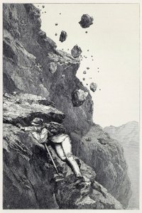 Eine Kanonade auf dem Matterhorn, aus Scrambles amongst the Alps in den Jahren 1860 - 69, veröffentlicht 1871 von James Mahoney