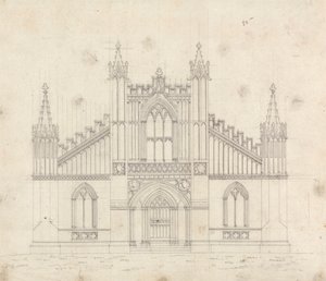 Vorbereitende Zeichnung für Design 11, Platte 9 einer Sammlung von Entwürfen für ländliche Rückzugsorte von James Malton