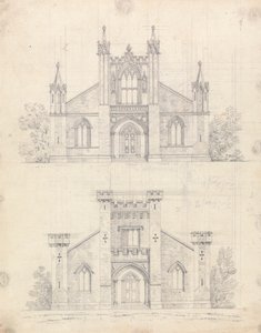 Vorbereitende Zeichnung für Designs 12 und 13, Platte 10 einer Sammlung von Designs für ländliche Rückzugsorte von James Malton