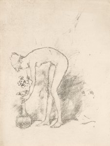 Ein Aktmodell arrangiert Blumen von James Abbott McNeill Whistler