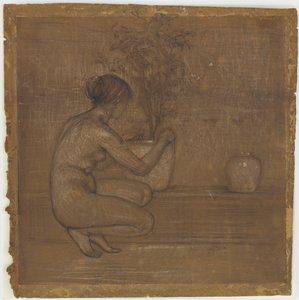 Kauernde Figur. Studie für Die weiße Symphonie: Drei Mädchen von James Abbott McNeill Whistler
